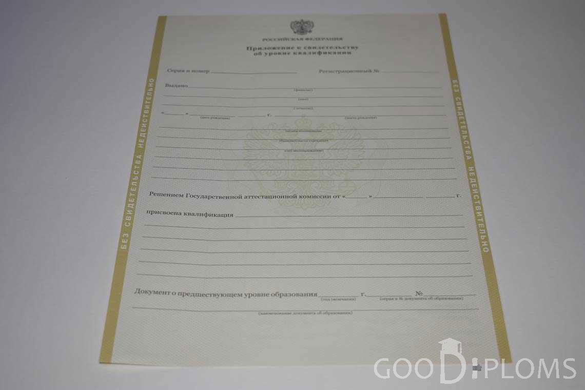 Приложение к Свидетельству об Уровне Квалификации период выдачи 2011-2020 -  Умань