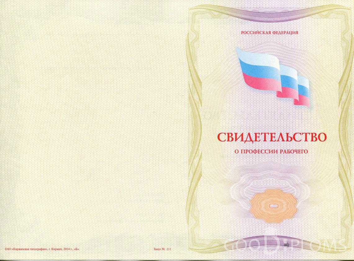 Свидетельство о Профессии Рабочего - Обратная Сторона период выдачи 1999-2020 -  Умань