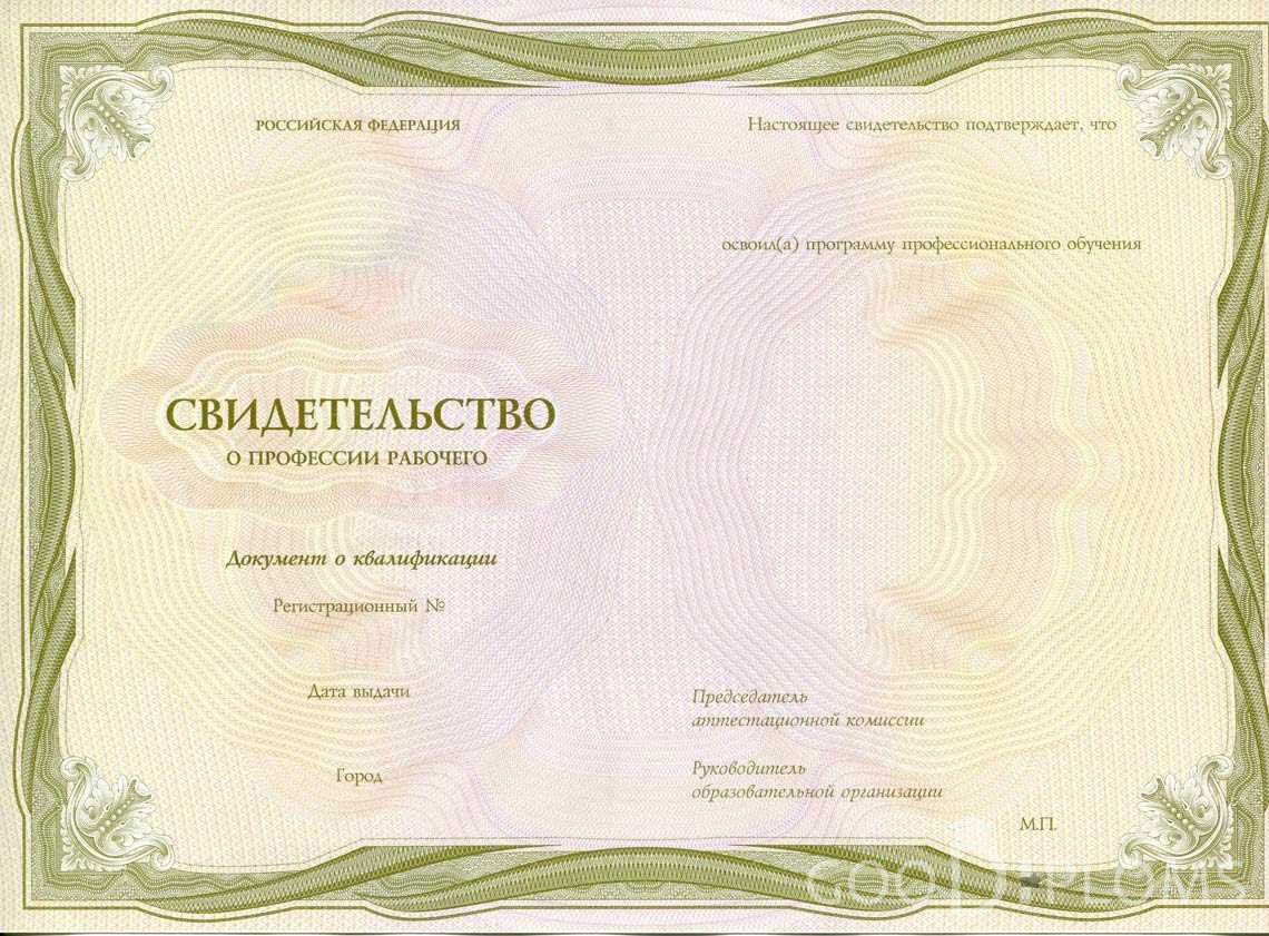 Свидетельство о Профессии Рабочего период выдачи 1999-2020 -  Умань